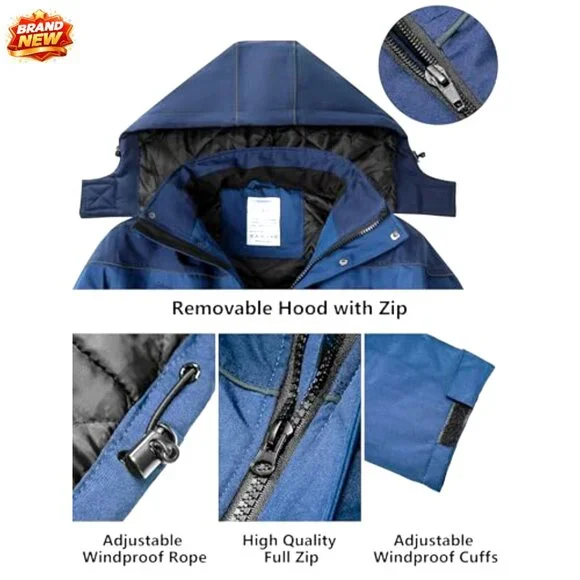 Men's Winter Ski Jacket Water Repellent Windproof Hooded Parka